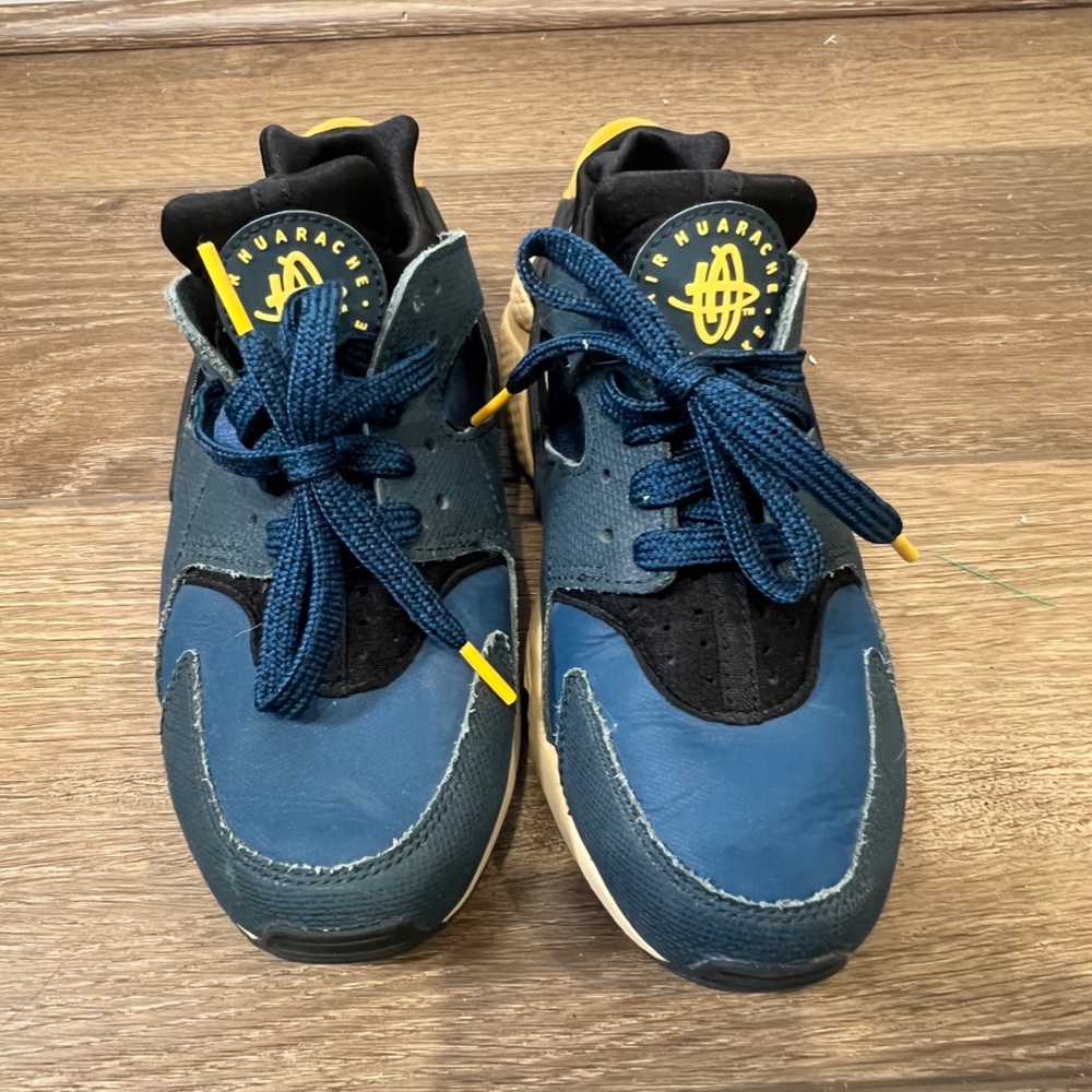 Nike Mens Huarache Premium Armory Navy University GOld - Picture 3 of 10